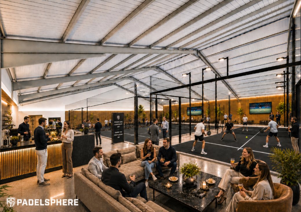 Padelsphere venue set up for a corporate event and private hire