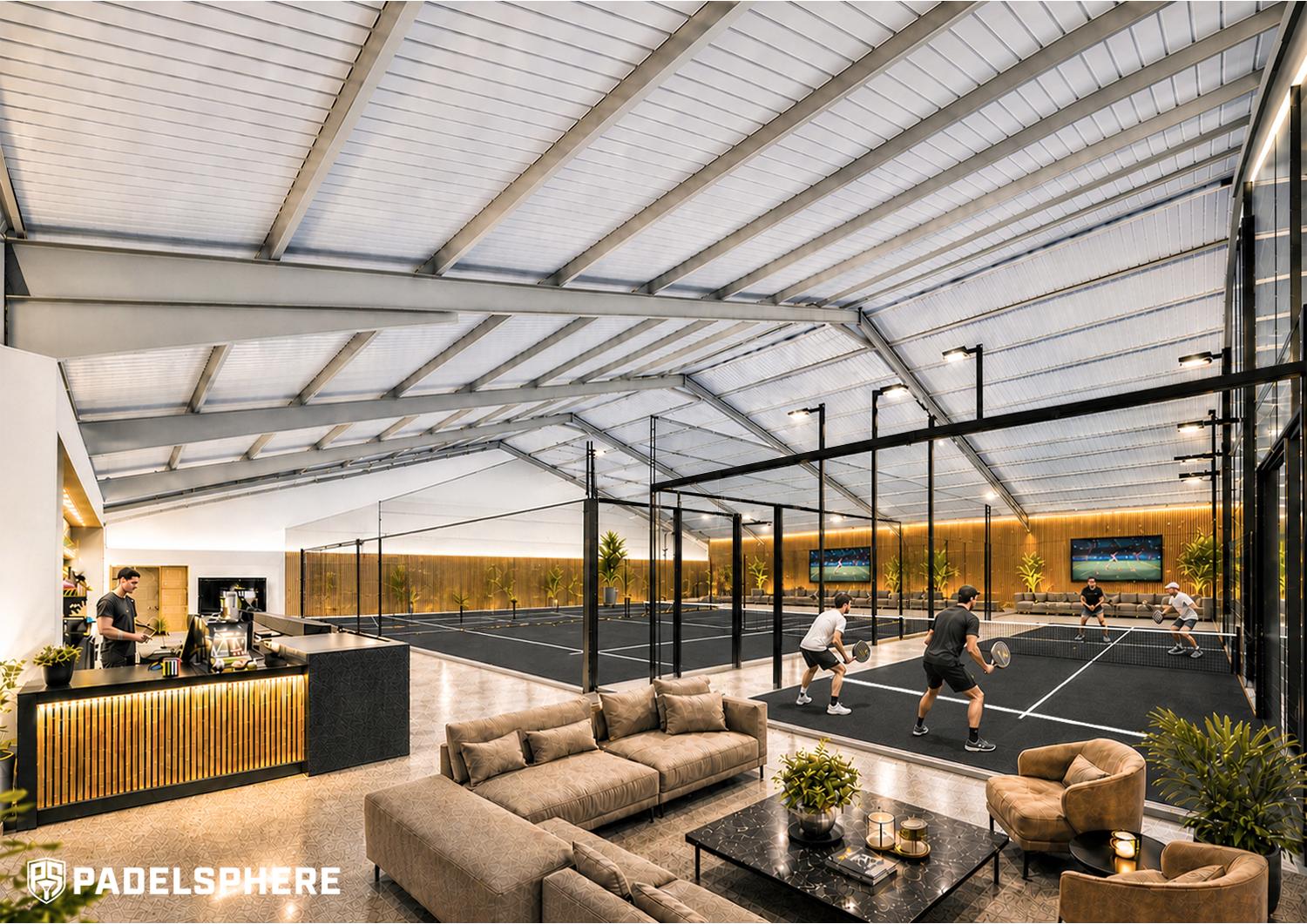 Indoor padel courts at Padelsphere in Blyth, Northumberland