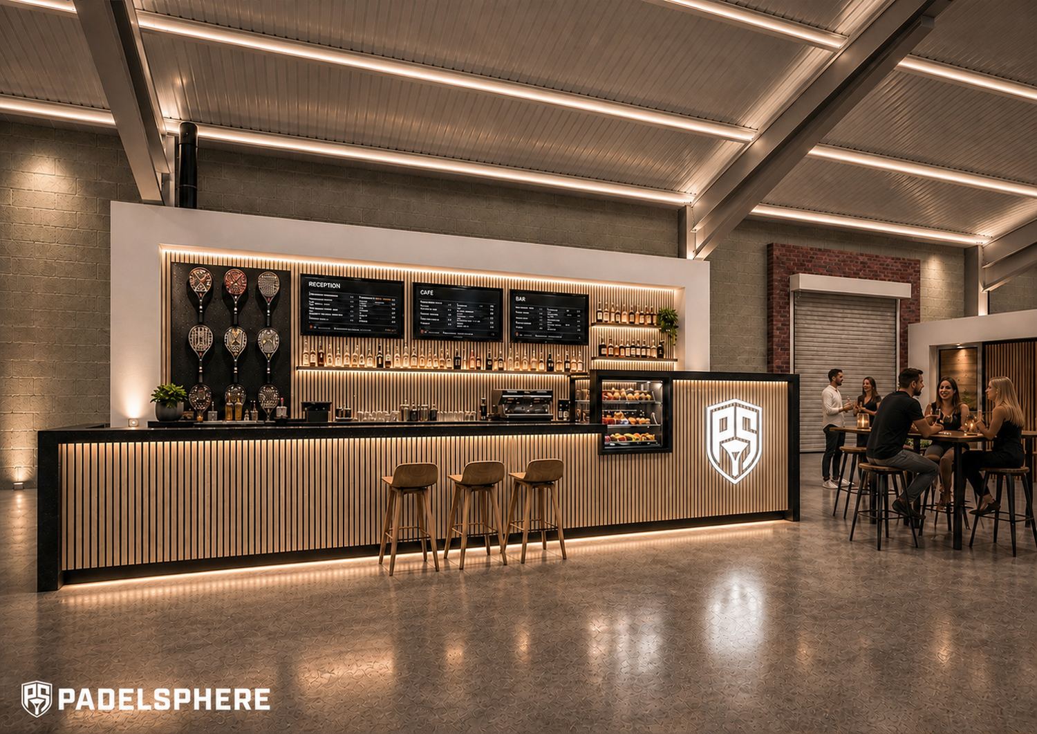 Padelsphere cafe by day, bright and social